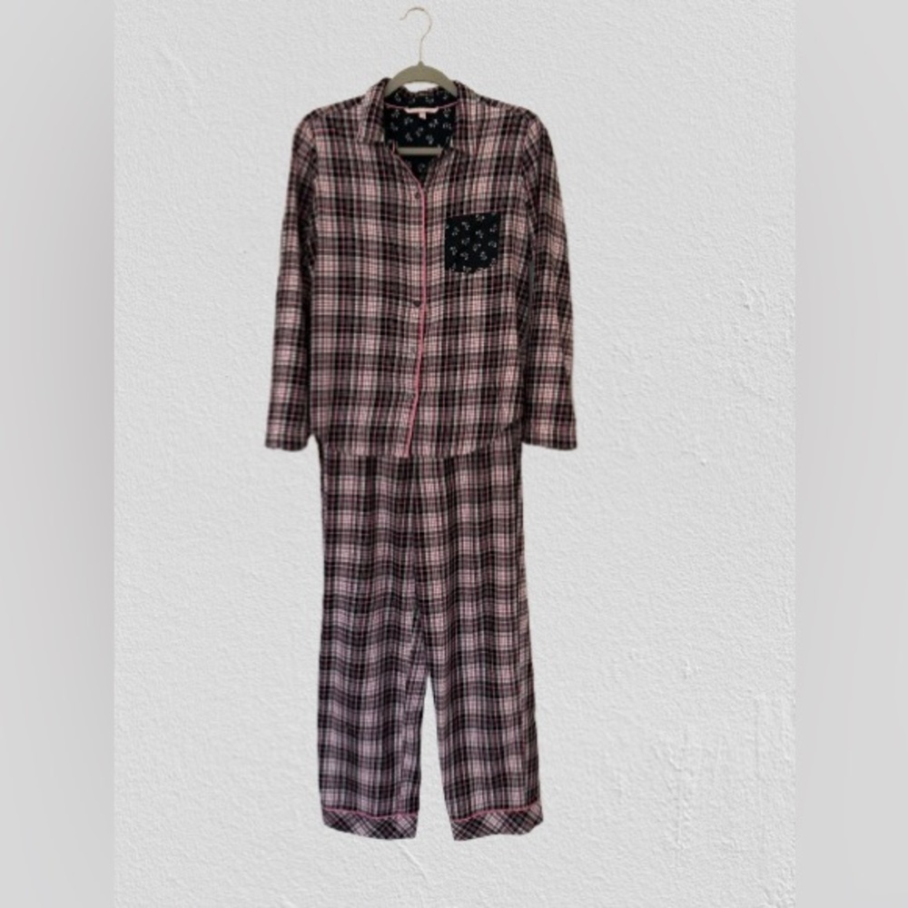 Vtg Victoria’s Secret Lightweight Flannel Plaid Pattern 2-Piece Pajama Set, Sz S
